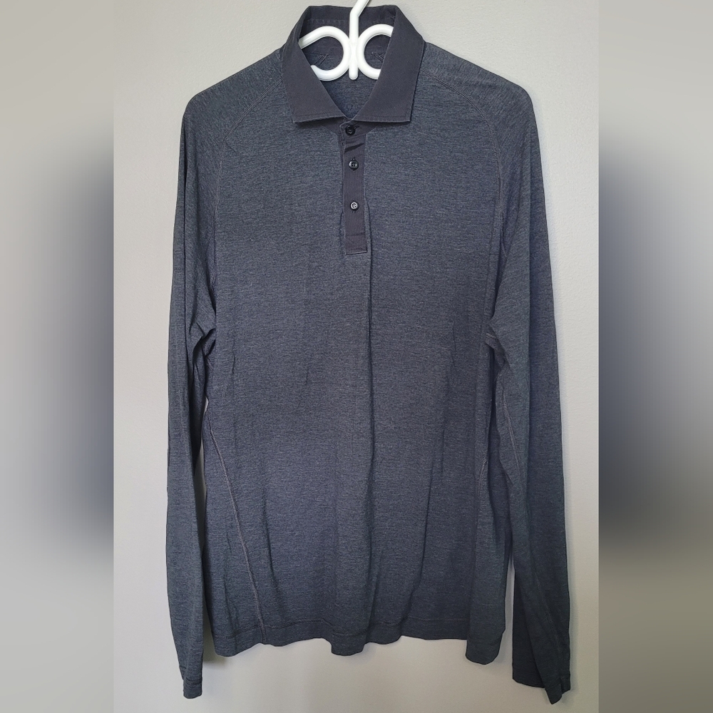 Men's Lululemon Gray Polo Athletic Shirt Casual Comfortable XL